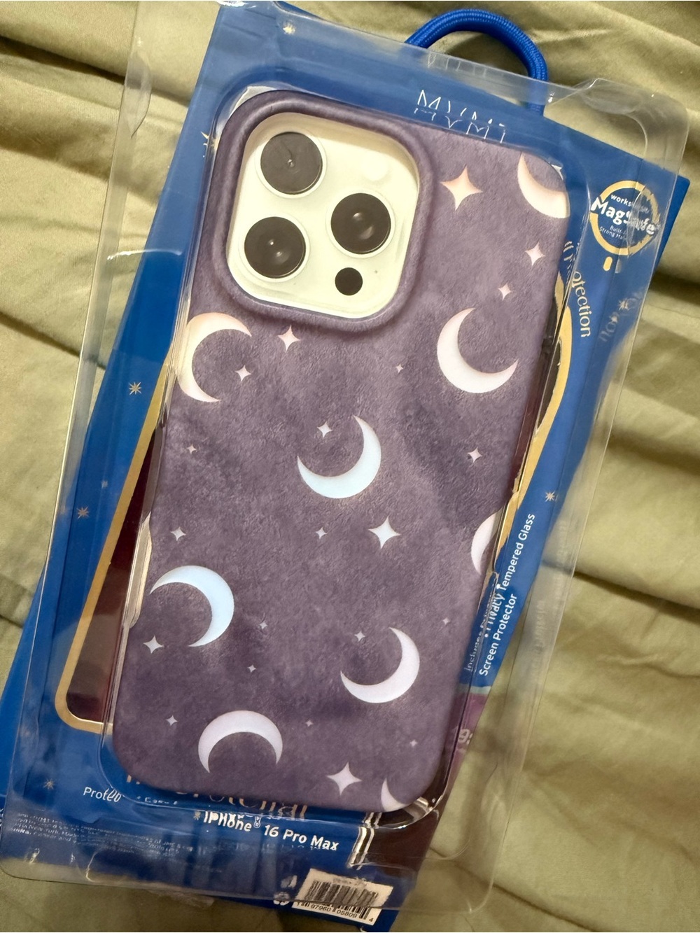 Purple Moon Pattern Phone Case for iPhone 16 Pro Max